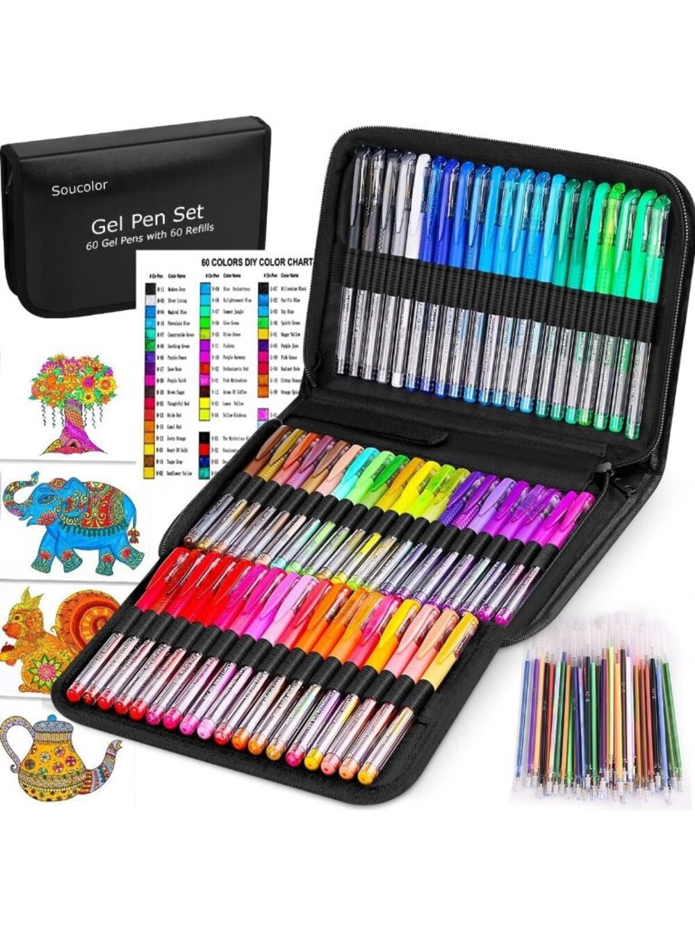 Vibrant 120 Gel Pens Set for Adult Coloring, Art Markers & Crafting Supplies